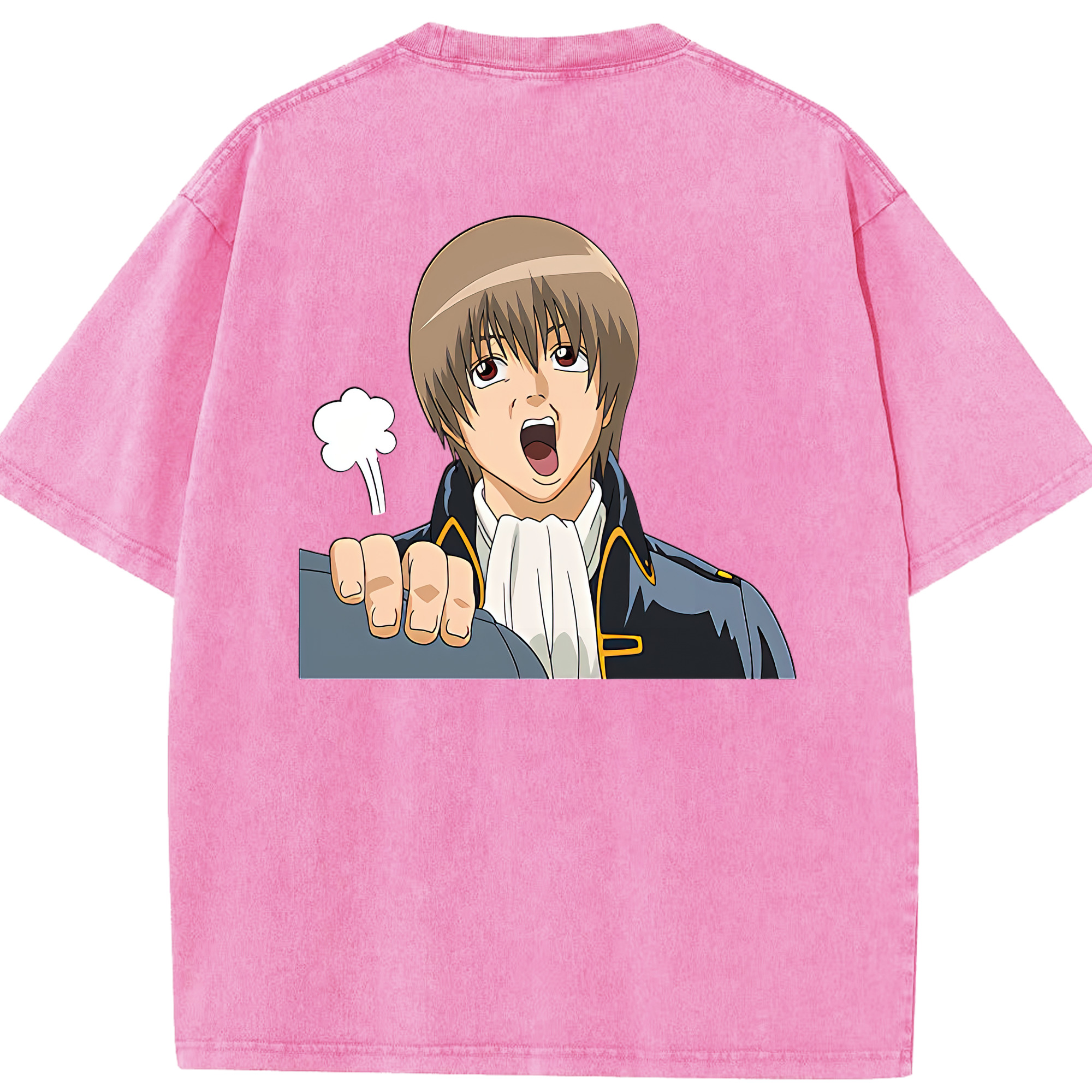（画像用） ぎんたま 坂田銀時（さかたぎんとき） 神楽 志村新八（しむら しんぱち） GINTAMA Sakata Gintoki Kagura Shimura Shinpachi 綿100% ヴィンテージ風 半袖Tシャツ（背面プリント）